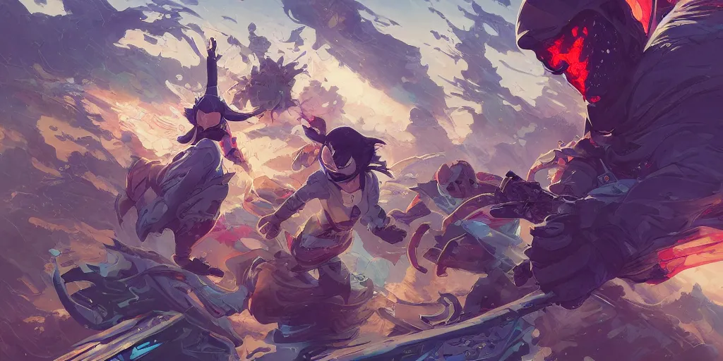 Image similar to space ninja, tooth wu, dan mumford, beeple, wlop, rossdraws, james jean, marc simonetti, artstation, giuseppe dangelico pino and michael garmash and rob rey and greg manchess and huang guangjian and makoto shinkai