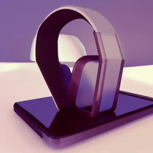 Image similar to wireless headphone stand, futuristic, techno, cyberpunk, product design, 3 d render, concept, fun, swag