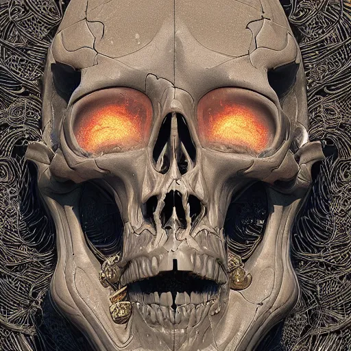 Image similar to portrait_of_a_melting_skull._intricate_abstract._intricate_artwork._by_Tooth_Wu_wlop_beeple_dan_mumford._octane_render_trending_on_artstat