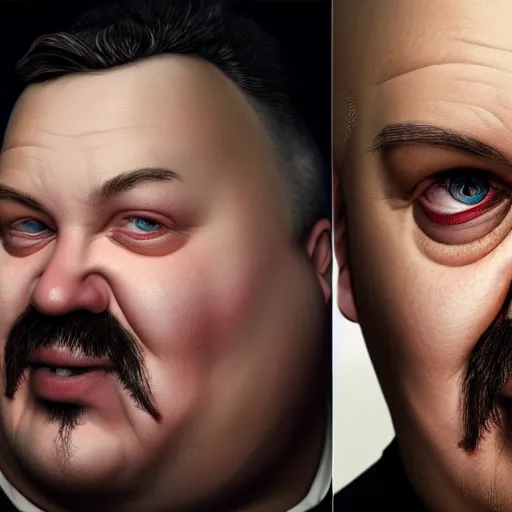 Image similar to hyperrealistic mixed media image of a morbidly obese dr. strange, stunning 3 d render inspired art by istvan sandorfi and greg rutkowski, perfect facial symmetry, realistic, highly detailed attributes and atmosphere, dim volumetric cinematic lighting, 8 k octane extremely hyper - detailed render, post - processing, masterpiece,