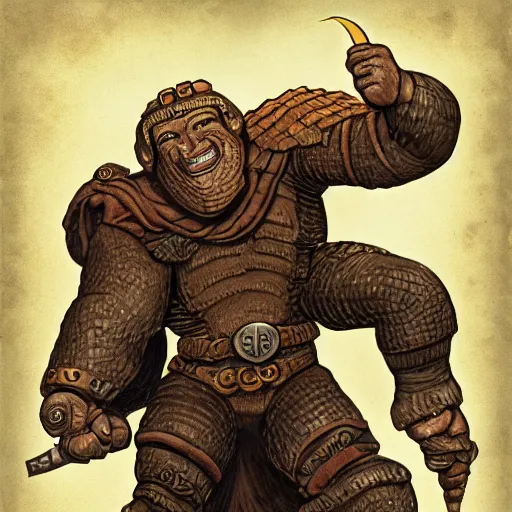 Prompt: indoaryan golem, dungeons and dragons manual illustration