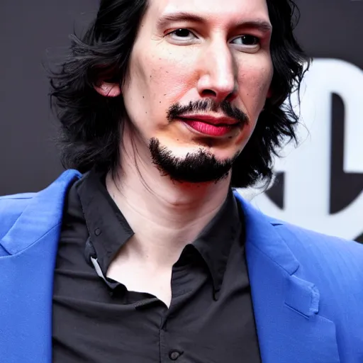 Prompt: adam driver as ninja, blue hair