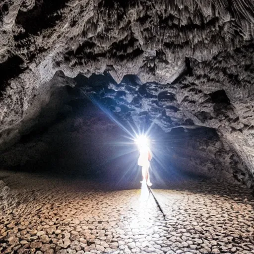 Prompt: photo inside a diamond cave