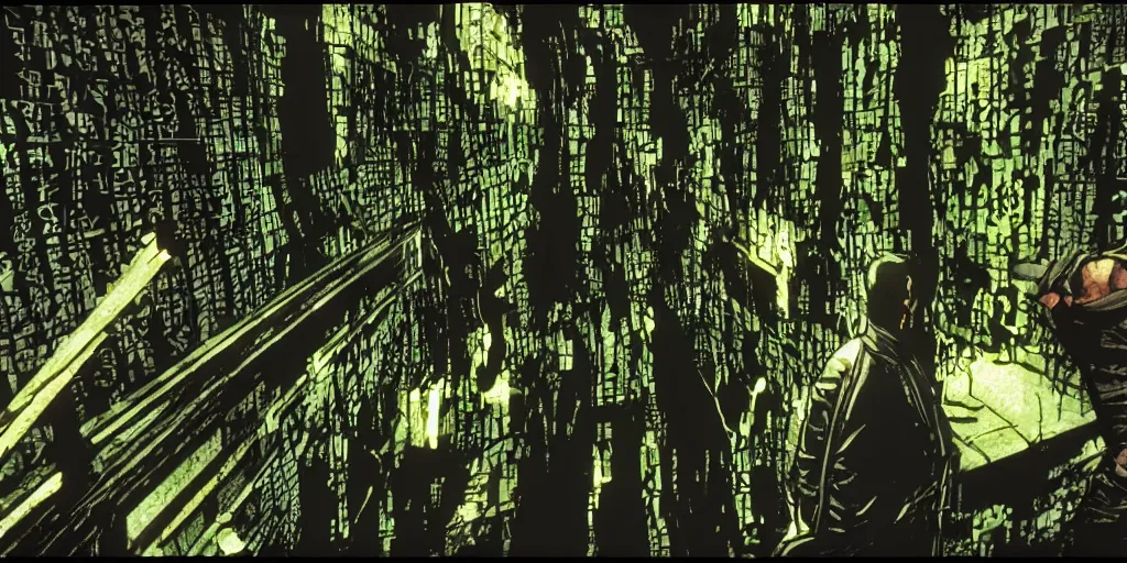 Image similar to a screenshot of the matrix, cell shading