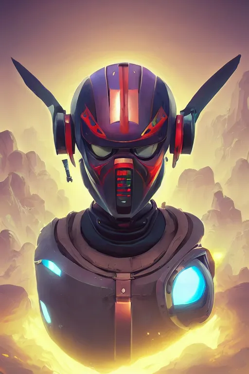 Image similar to epic mask helmet robot ninja portrait stylized as fornite style game design fanart by concept artist gervasio canda, behance hd by jesper ejsing, by rhads, makoto shinkai and lois van baarle, ilya kuvshinov, rossdraws global illumination radiating a glowing aura global illumination ray tracing hdr render in unreal engine 5