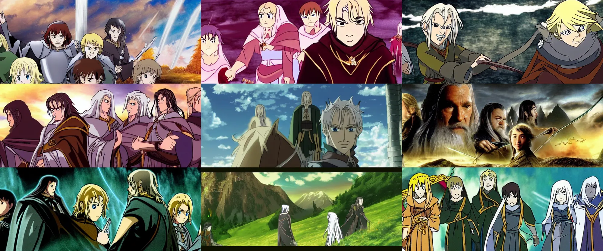 Prompt: a still frame from The Lord of the Rings: The Two Towers (2002) in the style of anime, Toonami