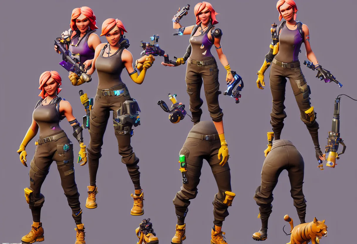 Prompt: fortnite jonesy but as a female, hyper detailed, digital art, trending in artstation, cinematic lighting, studio quality, smooth render, unreal engine 5 rendered, octane rendered, art style by klimt and nixeu and ian sprigger and wlop and krenz cushart