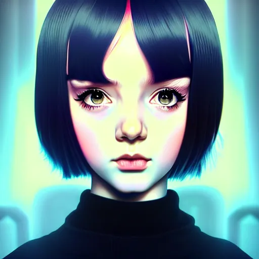 Prompt: a beautiful young british alternative music singer. optical illusion art by ilya kuvshinov lois van baarle ross tran range murata artgerm katsuhiro otomo norman rockwell. highly detailed intricately sharp focus mystically trending deviantart, pinterest, vogue italia, unreal engine 5, 4 k uhd image