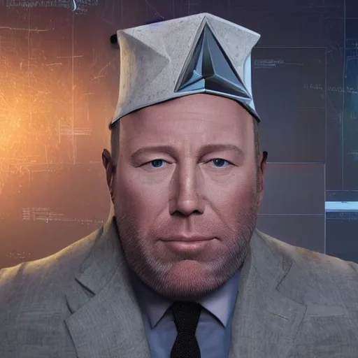 Prompt: hyperrealistic mixed media image of info wars alex jones wearing dunce hat at desk, stunning 3 d render inspired art by xiang duan and thomas eakes and greg rutkowski, perfect facial symmetry, hyper realistic texture, realistic, highly detailed attributes and atmosphere, dim volumetric cinematic lighting, 8 k octane detailed render, post - processing, masterpiece,
