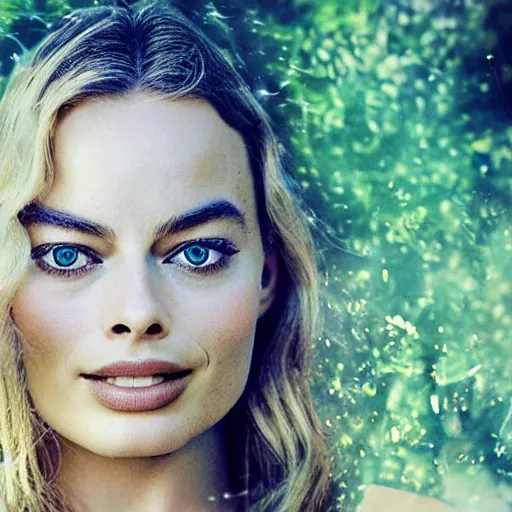 Prompt: margot robbie and nature, double exposure effect, highly detailed