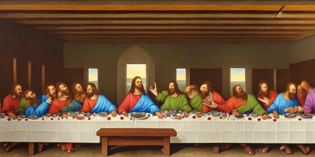 Image similar to the last supper in bishop hill colony church by olof krans oil on board