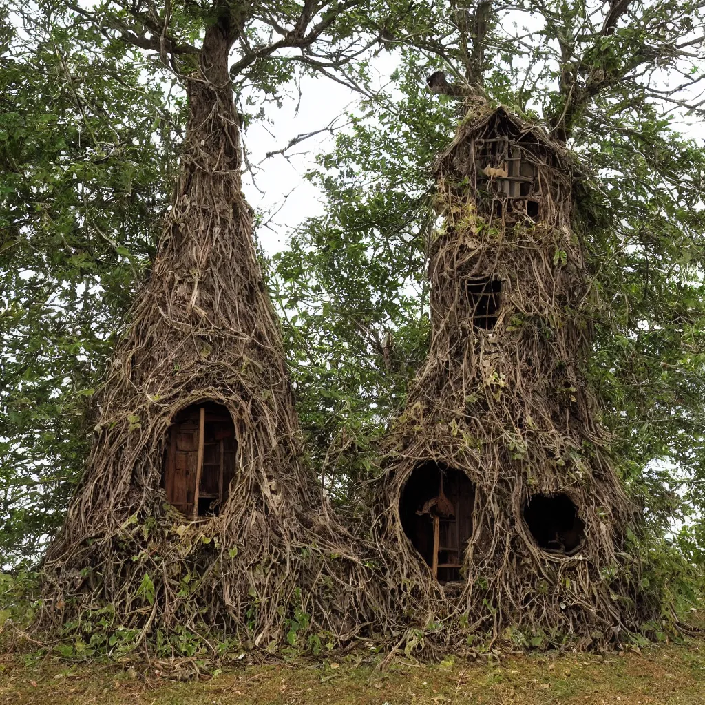 Prompt: a witch's hut in a tree