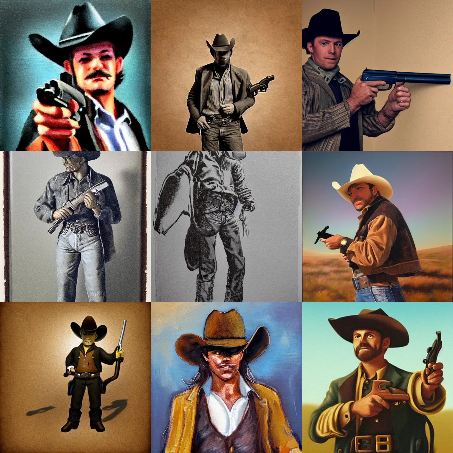 Prompt: Cowboy with a revolver