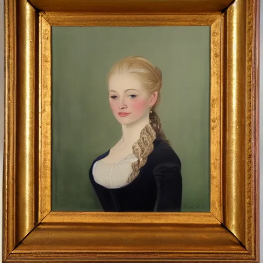 Image similar to a portrait of elsa jean in an 1 8 5 5 painting by elisabeth jerichau - baumann. painting, oil on canvas