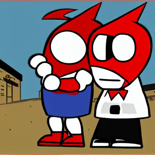 Image similar to homestar runner and strong bad