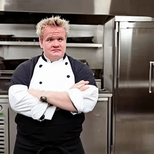 Image similar to obese gordon ramsey in hell's kitchen
