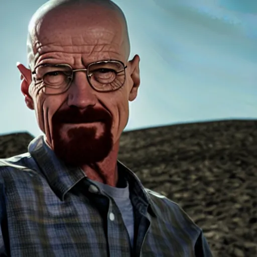 Image similar to Breaking Bad Walter White smiling while holding a baseball bat