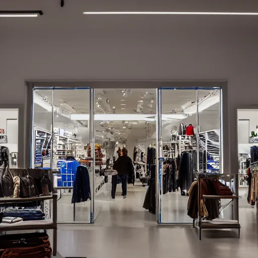 Prompt: interior of a Flagship retail store, Samsung Microsoft Apple, XF IQ4, f/1.4, ISO 200, 1/160s, 8K, RAW, unedited, symmetrical balance, in-frame