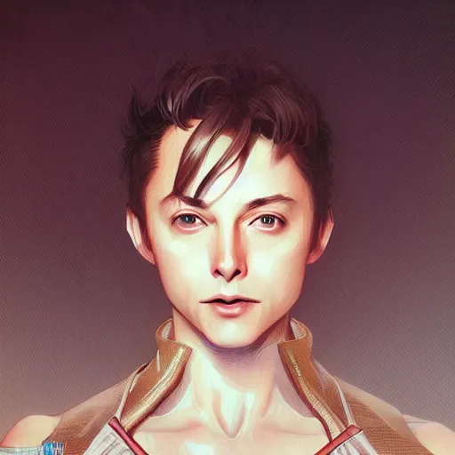 Image similar to ultra realistic illustration, elon musk as young anime, intricate, elegant, highly detailed, digital painting, artstation, concept art, smooth, sharp focus, illustration, art by artgerm and greg rutkowski and alphonse mucha