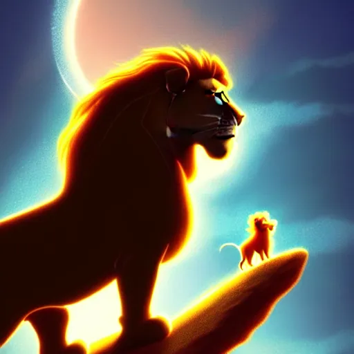 Image similar to lion king is a horse!!! for doc brown!!!, doc brown riding on lion, disney animation, sharp, illustration, sharp, fanart, anime key art by greg rutkowski, bloom, dramatic lighting sharp focus, cinematic, artbook, smooth, centered