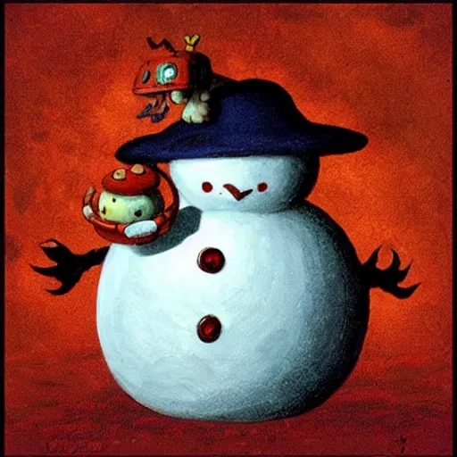 Image similar to snowman slug pokemon by shaun tan, style of john kenn mortensen, digimon monster, yugioh creature