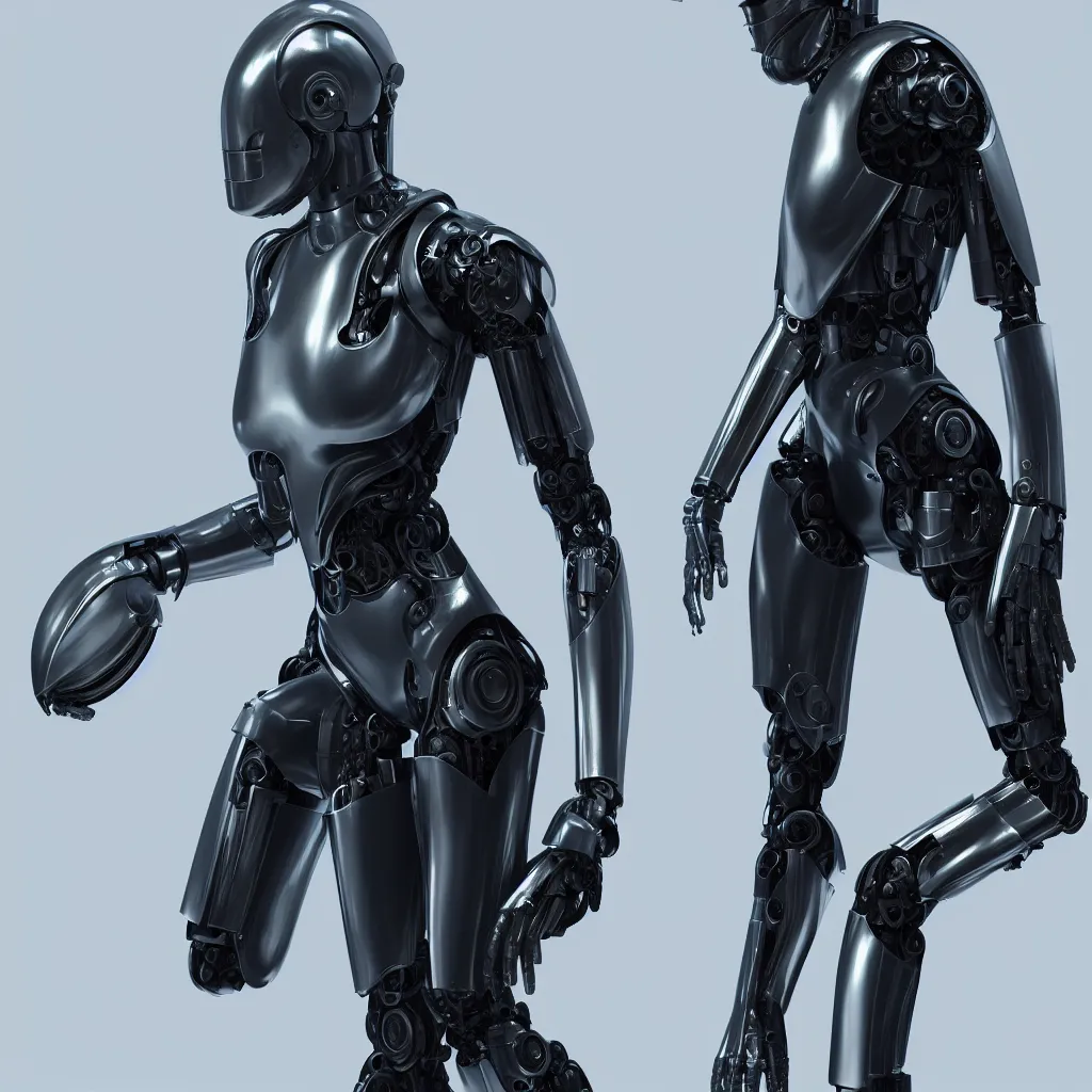 Prompt: hyper realistic s y m b i o s i s, female cyborg ex machina, glossy material hard surface, body armour, octane render, 4 k, volumetric lights