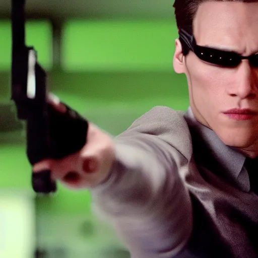 Image similar to Live Action Still of Jerma in The Matrix, real life, hyperrealistic, ultra realistic, realistic, highly detailed, epic, HD quality, 8k resolution, body and headshot, film still