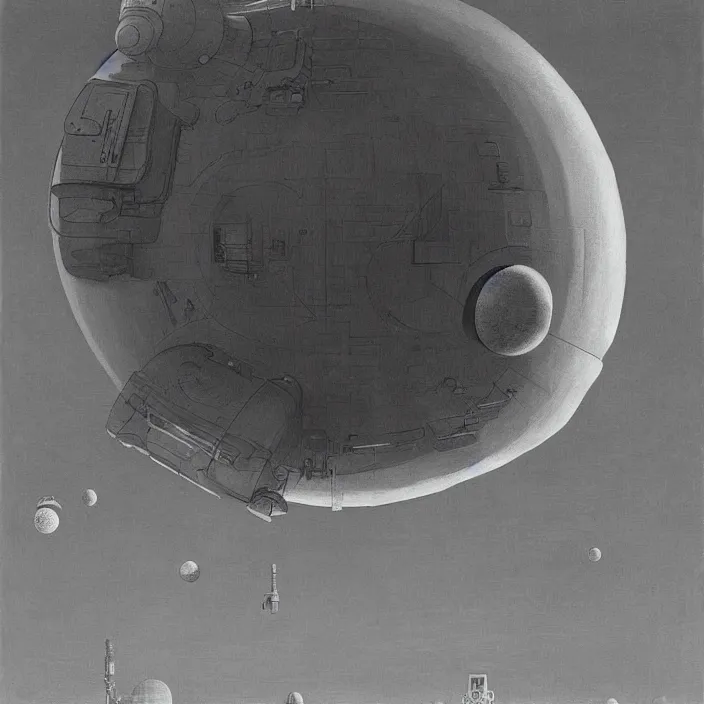 Prompt: spherical space station, highly detailed, Edward Hopper and James Gilleard, Zdzislaw Beksinski highly detailed