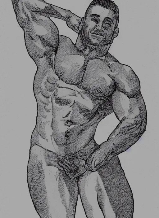 Prompt: line drawing of the absolute ideal male physique