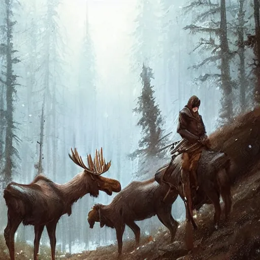 Image similar to moose - folk by greg rutkowski