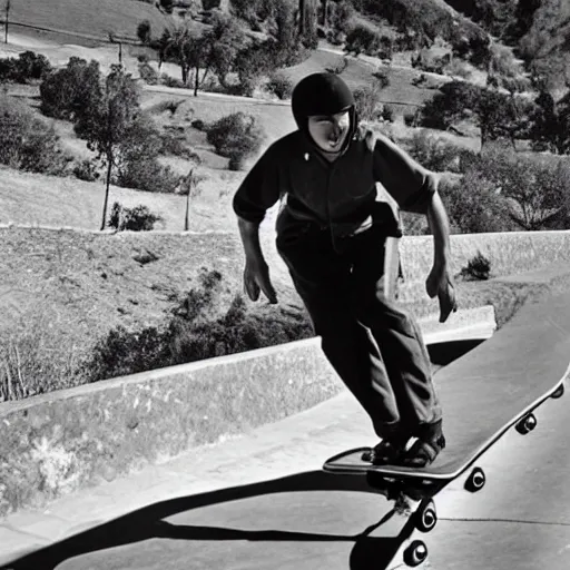 Image similar to francisco franco doing skatboard in el valle de los caidos ( spain )