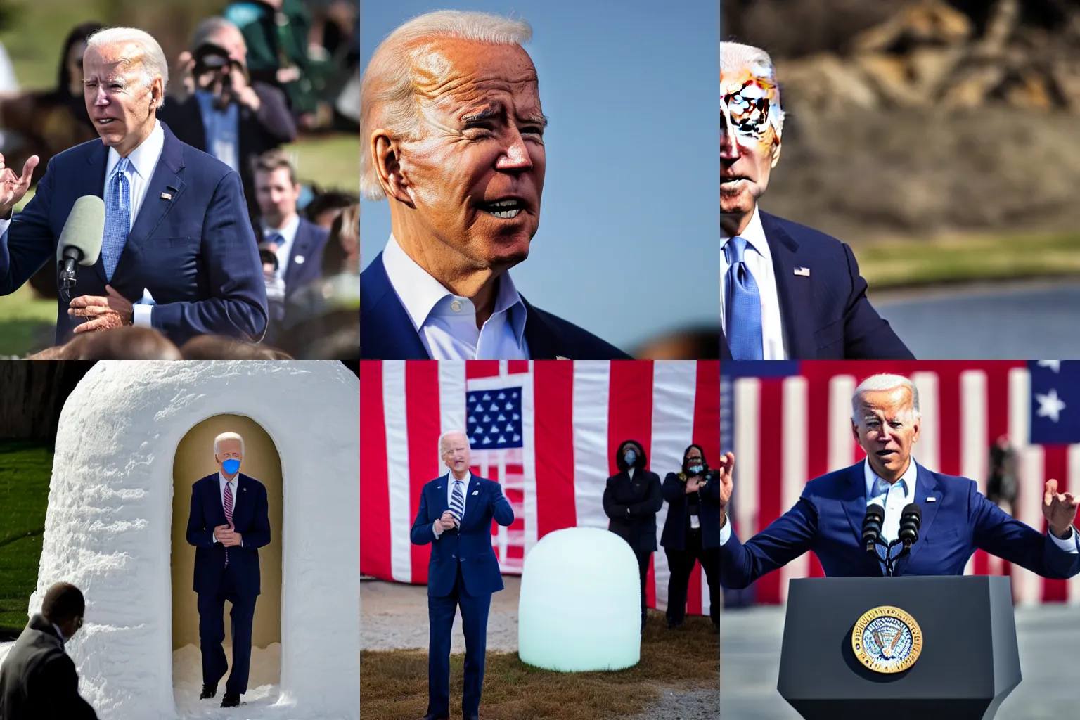 Prompt: joe biden in front of igloo