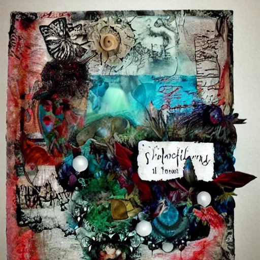 Image similar to whimsical dreams are like poetry, mixed media,