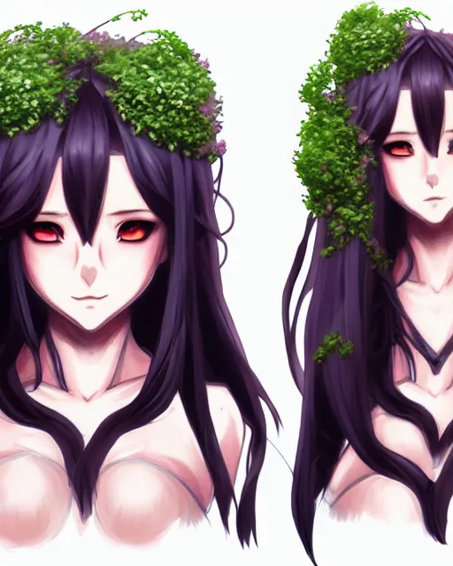 Image similar to character concept art of an anime dryad | | cute - fine - face, pretty face, realistic shaded perfect face, fine details by hyeyoung kim, trending on artstation