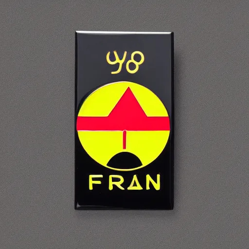 Image similar to a photo of a retro 1 9 6 0 s minimalistic clean fire warning label hard enamel pin, studio lighting, behance