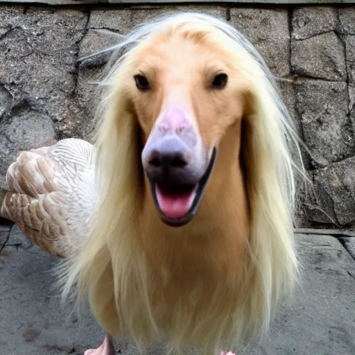 Image similar to goose with flowing blonde hair