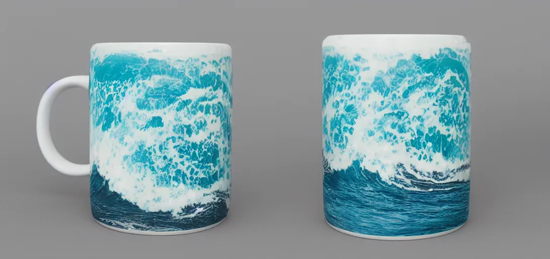 Image similar to A mug with a tsunami inside