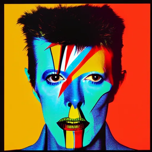 Image similar to David Bowie, abstract album cover
