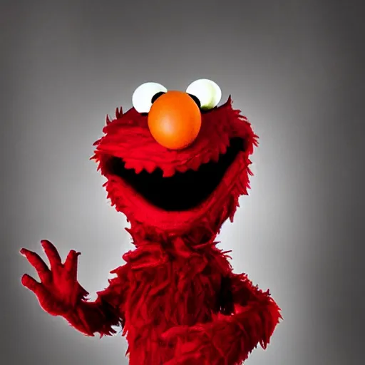 Image similar to Elmo as a monster, horror, dark, scary, real