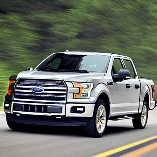 Prompt: ford f - 1 5 0 tailgating a car on the highway with the highbeams on, nighttime, photo, detailed