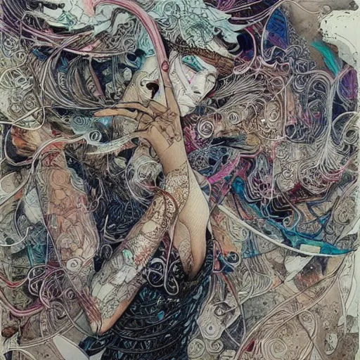 Image similar to pour painting art, watercolor, pen and ink, intricate lines, elegant, extreme detail, smooth, sharp focus, art by james jean