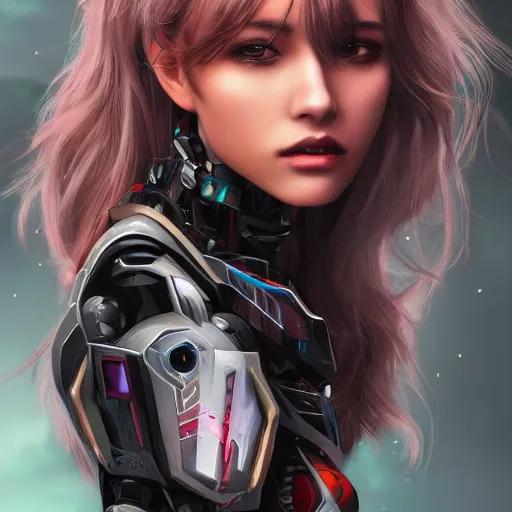 Image similar to heroine, beautiful, female mecha, ultra detailed, digital art, 8 k, hd, character, realistic, portrait, 3 d, hyperrealistic