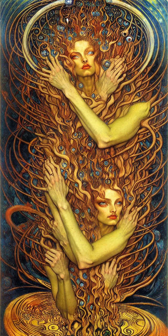 Image similar to Divine Chaos Engine by Karol Bak, Jean Delville, William Blake, Gustav Klimt, and Vincent Van Gogh, symbolist, visionary