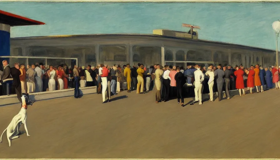 Prompt: at the greyhound race, by edward hopper, full resolution