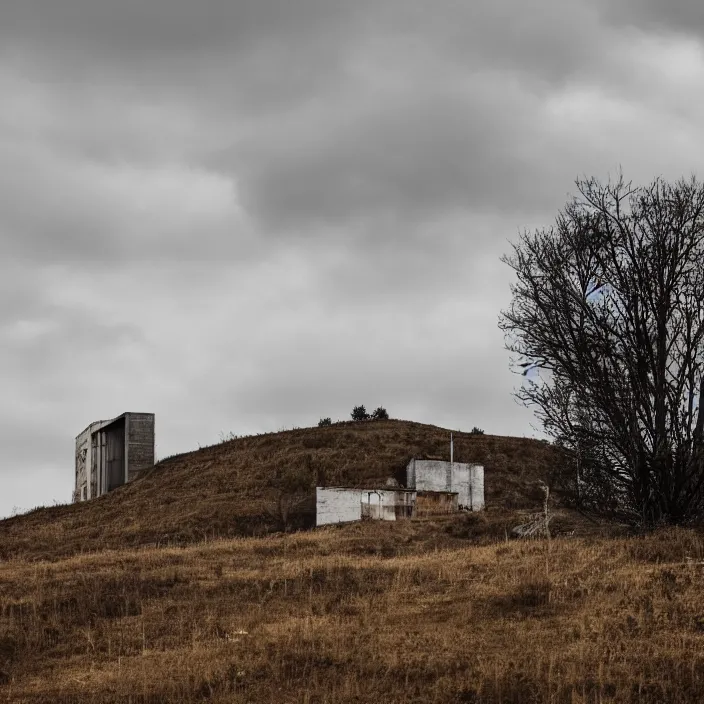 Prompt: a building in a landscape, unusual