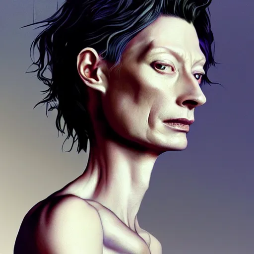 Image similar to hyperdetailed portrait of androgynous tilda swinton as desire of the endless, the sandman, made by caravaggio stanley artgerm lau wlop rossdraws artstation cgsociety concept art cgsociety octane render