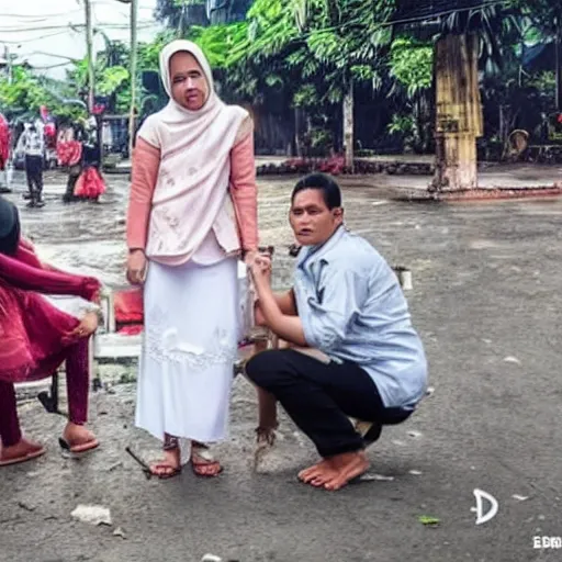 Prompt: gambar yang sangat realistis difoto oleh andreas darwis triadi, berjudul'senyuman seorang wanita pedagang mengunyah kunir di malioboro'