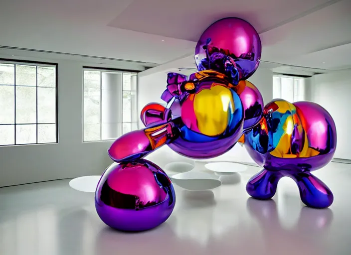 Image similar to an interior sculpture designed by jeff koons, interior design magazine photography