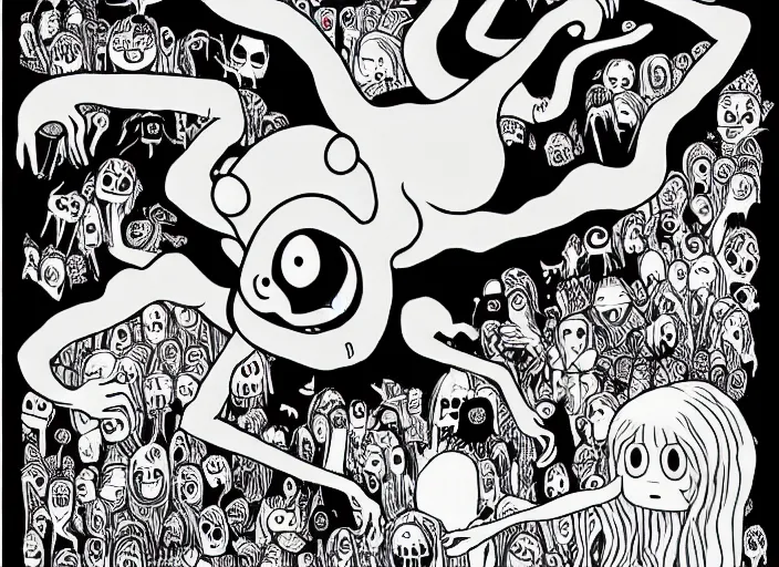 Prompt: adventure time by junji ito