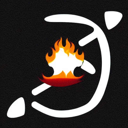 Prompt: illustration pictogram logo of fire, black and white only, smooth curves